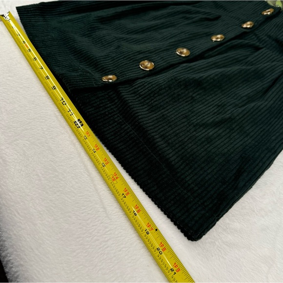 {ASOS} NWT! Dark Hunter Green Corduroy Tortoise Shell Button-Front Skirt - Picture 11 of 16